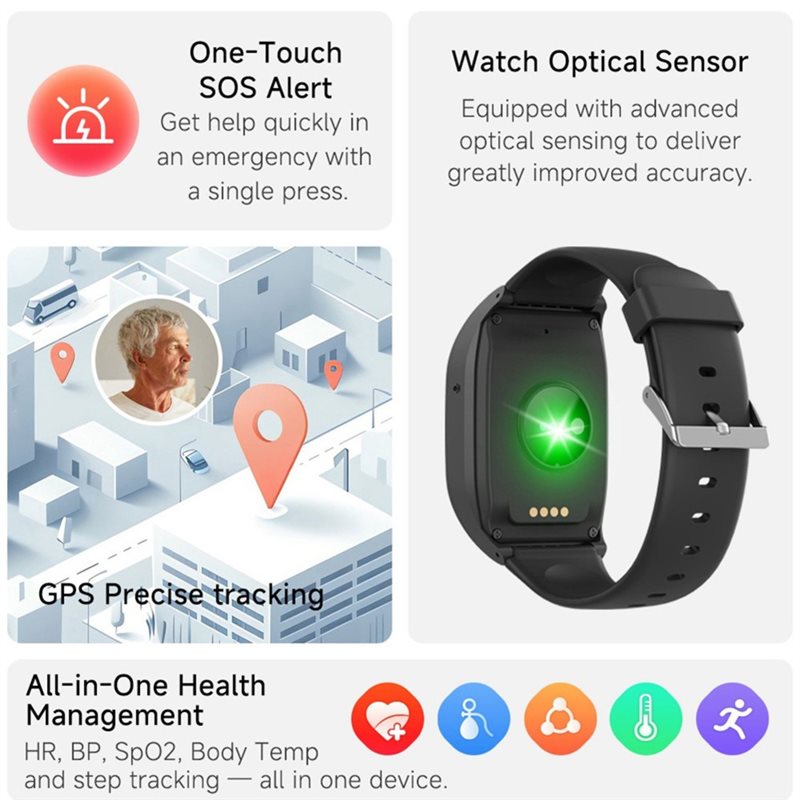 Orologio GPS 4G per Anziani co - Fall Detection Watch recensione e prezzo